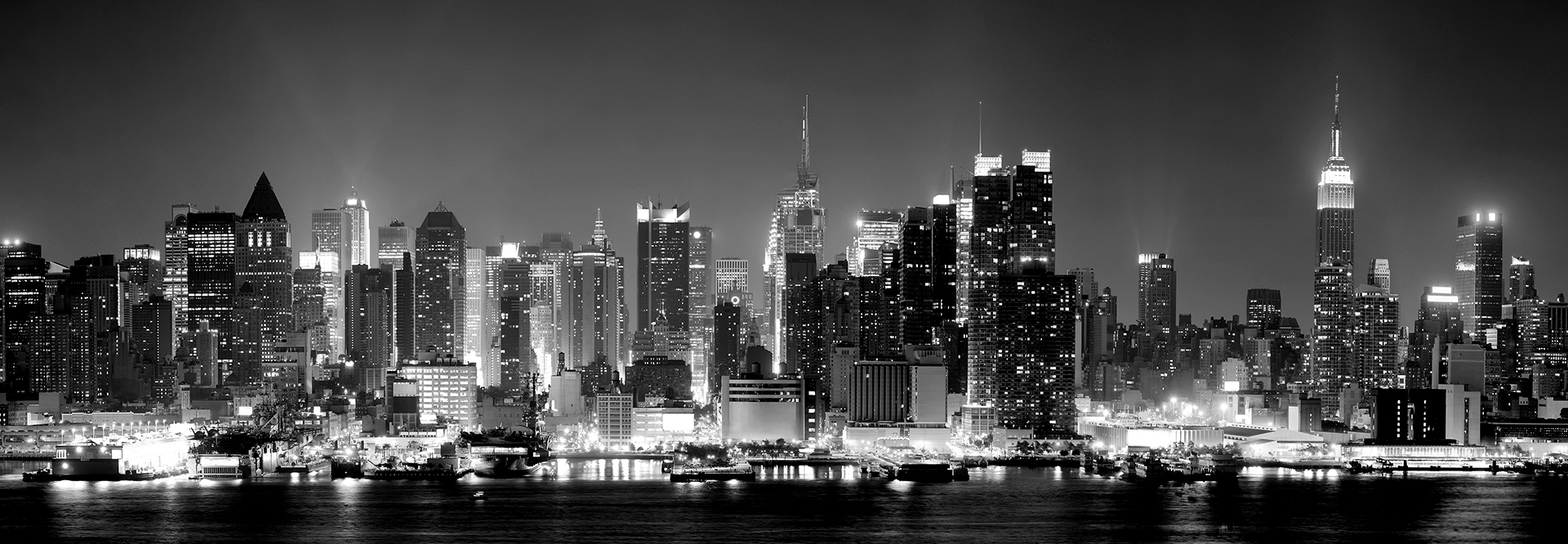 Manhattan city landscape panoramic view by night